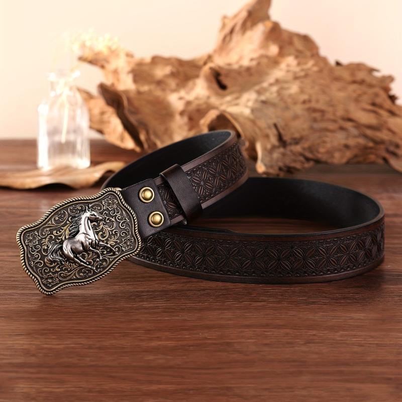 Cowboy Retro Belt Business Horse Buckle Pants Accessories Men
