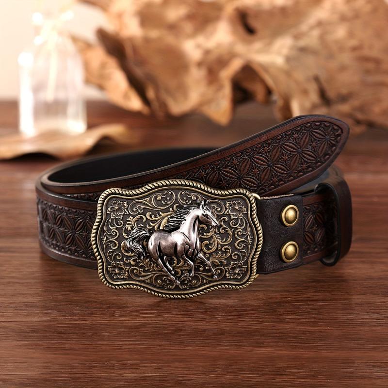 Cowboy Retro Belt Business Horse Buckle Pants Accessories Men