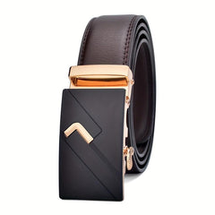 Men's Leather Belt Automatic Buckle Business Suit Waist Strap