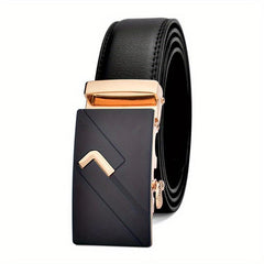 Men's Leather Belt Automatic Buckle Business Suit Waist Strap