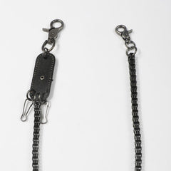 Men's Retro Metal Leaf Leather Card Plaid Waist Chain Pants Chain