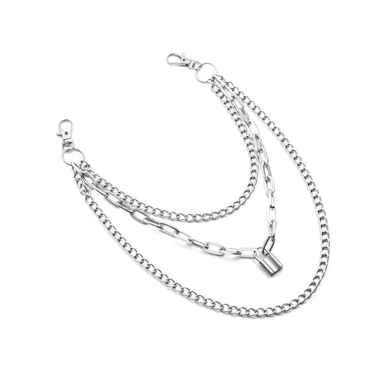 Lock Pendant Multilayer Metal Chain Pants Chain Men's Waist Chain
