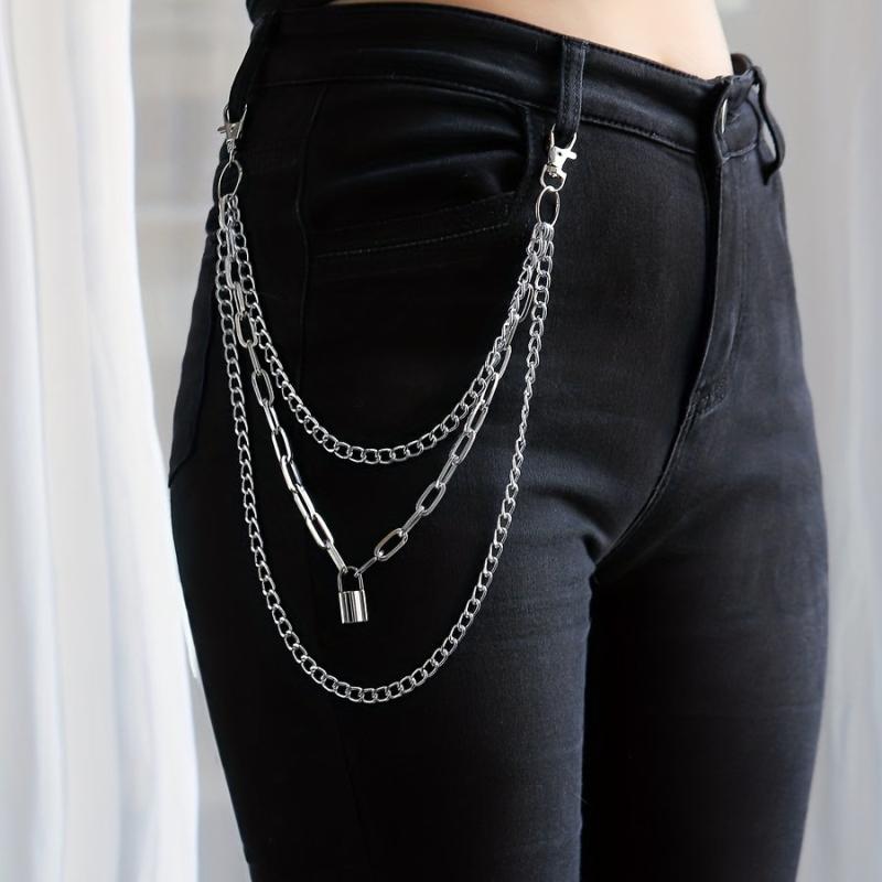 Lock Pendant Multilayer Metal Chain Pants Chain Men's Waist Chain