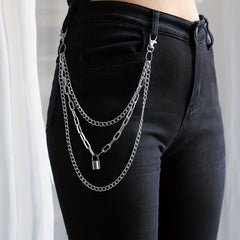 Lock Pendant Multilayer Metal Chain Pants Chain Men's Waist Chain