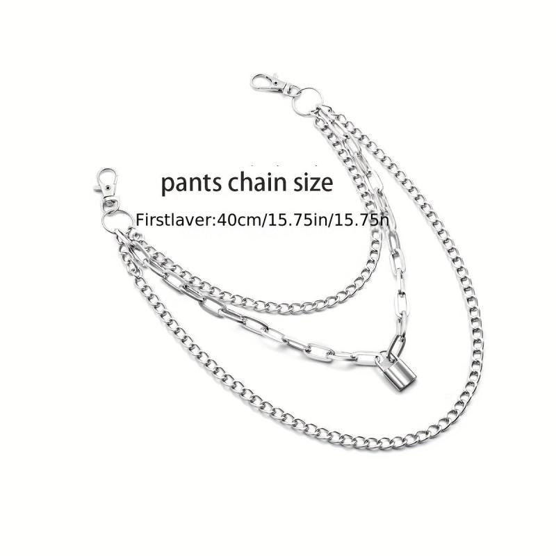 Lock Pendant Multilayer Metal Chain Pants Chain Men's Waist Chain