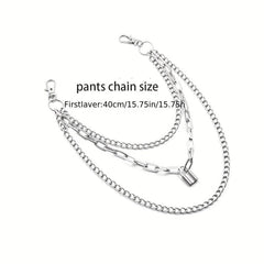 Lock Pendant Multilayer Metal Chain Pants Chain Men's Waist Chain