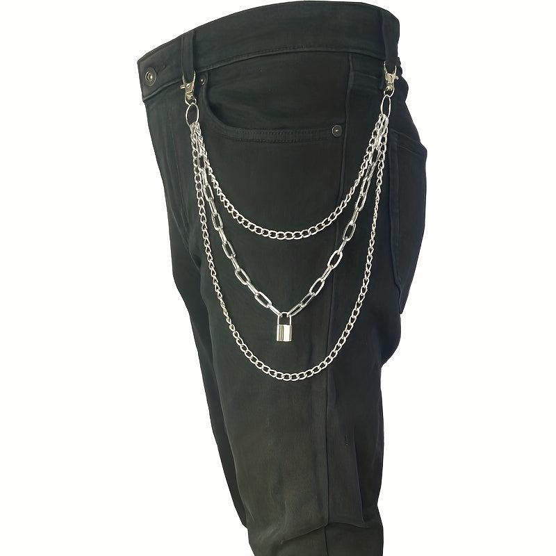Lock Pendant Multilayer Metal Chain Pants Chain Men's Waist Chain