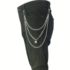 Lock Pendant Multilayer Metal Chain Pants Chain Men's Waist Chain