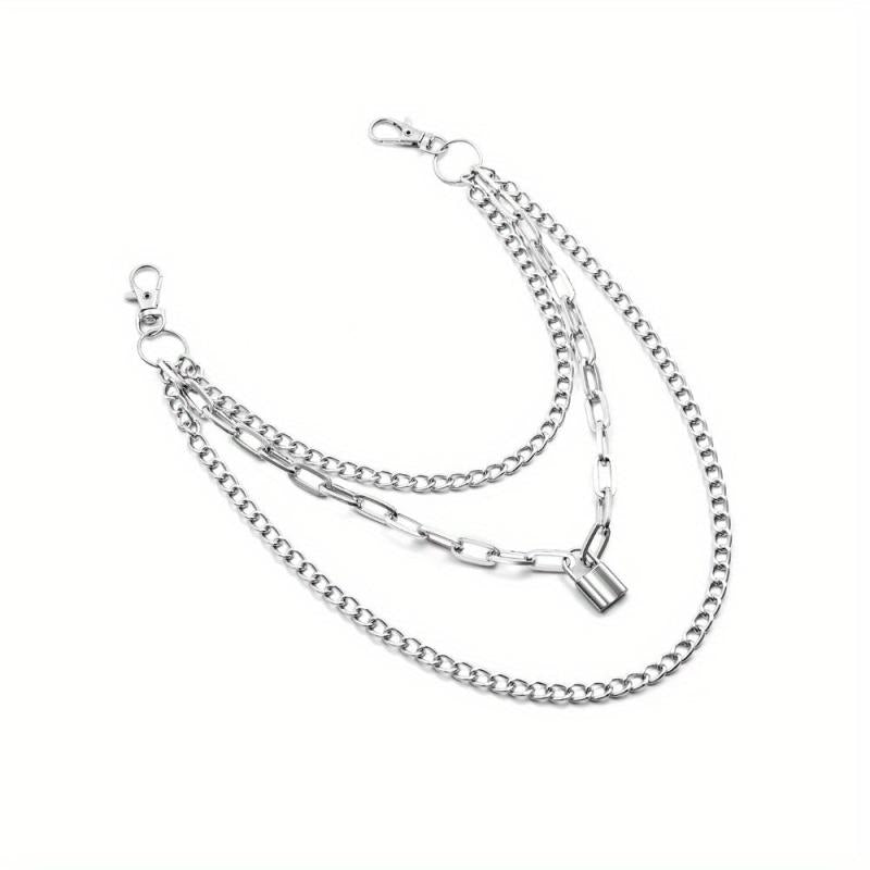 Lock Pendant Multilayer Metal Chain Pants Chain Men's Waist Chain