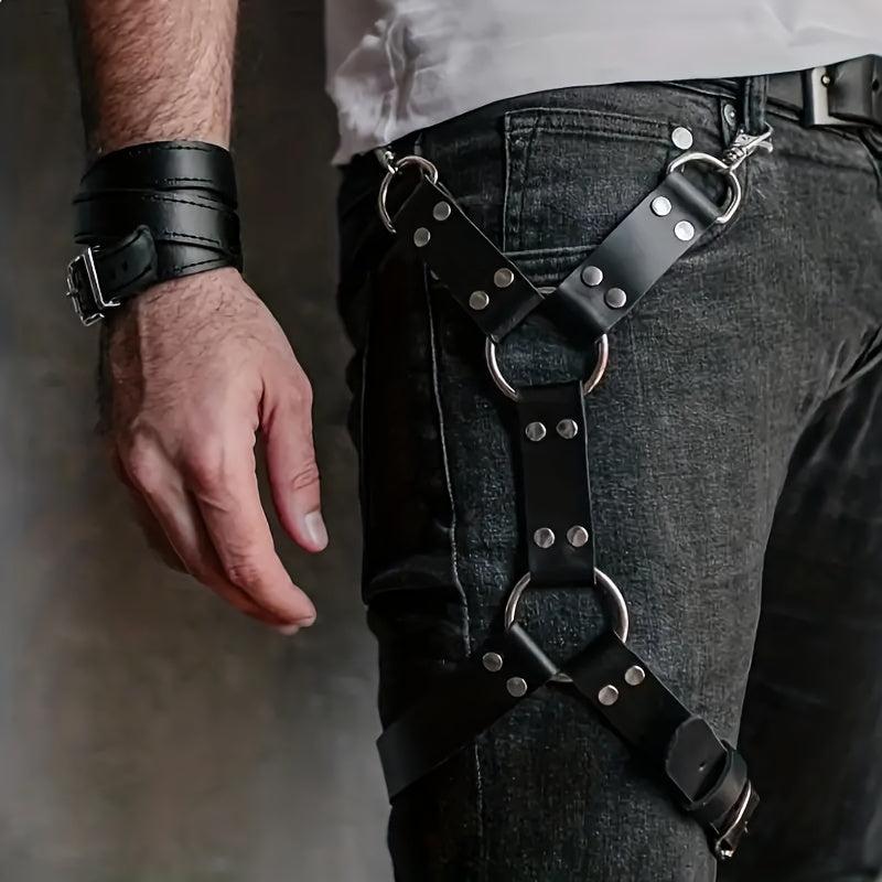 Men's Leather Leg Ring Punk Decorative Belt