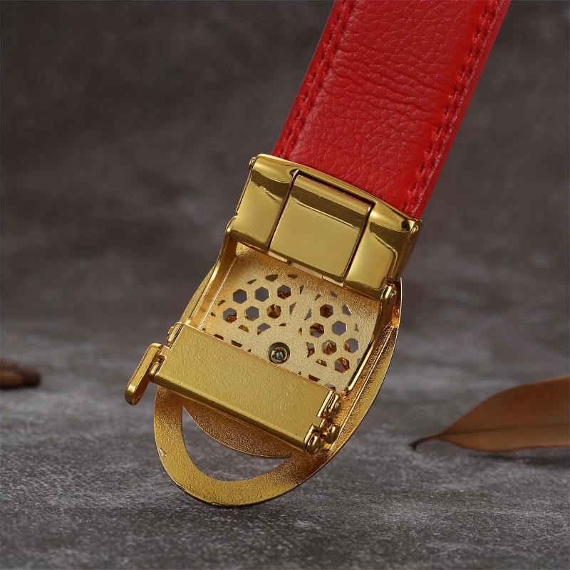 Men's Lucky Red Belt with Alloy Buckle