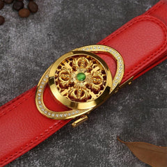 Men's Lucky Red Belt with Alloy Buckle
