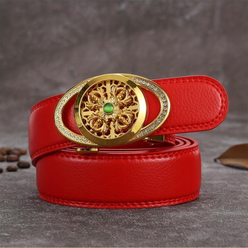 Men's Lucky Red Belt with Alloy Buckle