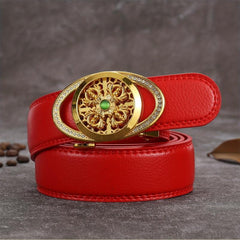 Men's Lucky Red Belt with Alloy Buckle