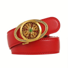 Men's Lucky Red Belt with Alloy Buckle