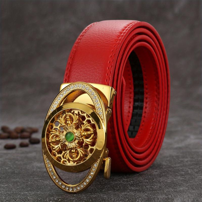 Men's Lucky Red Belt with Alloy Buckle