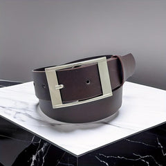 Chocolate Square Pin Buckle Casual Belt For Men