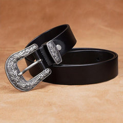 Carved Needle Buckle Retro Belt for Men
