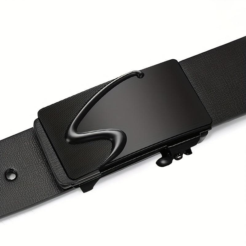 Men's Smooth Buckle PU Leather Belt for Business Travel