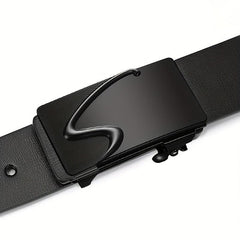 Men's Smooth Buckle PU Leather Belt for Business Travel