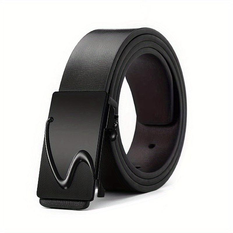 Men's Smooth Buckle PU Leather Belt for Business Travel