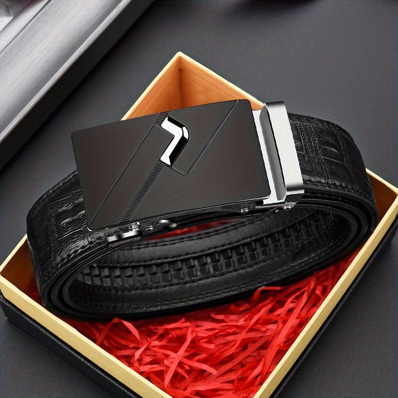 Men's PU Leather Automatic Buckle Belt for Wedding Daily Party