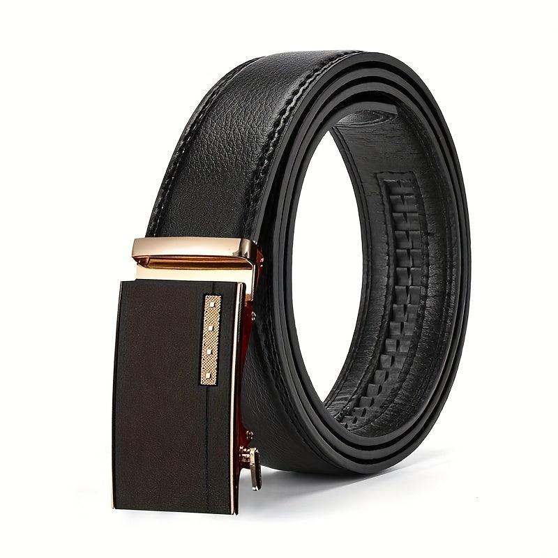 Men's PU Leather Belt Automatic Buckle Pants Belts for Business Daily