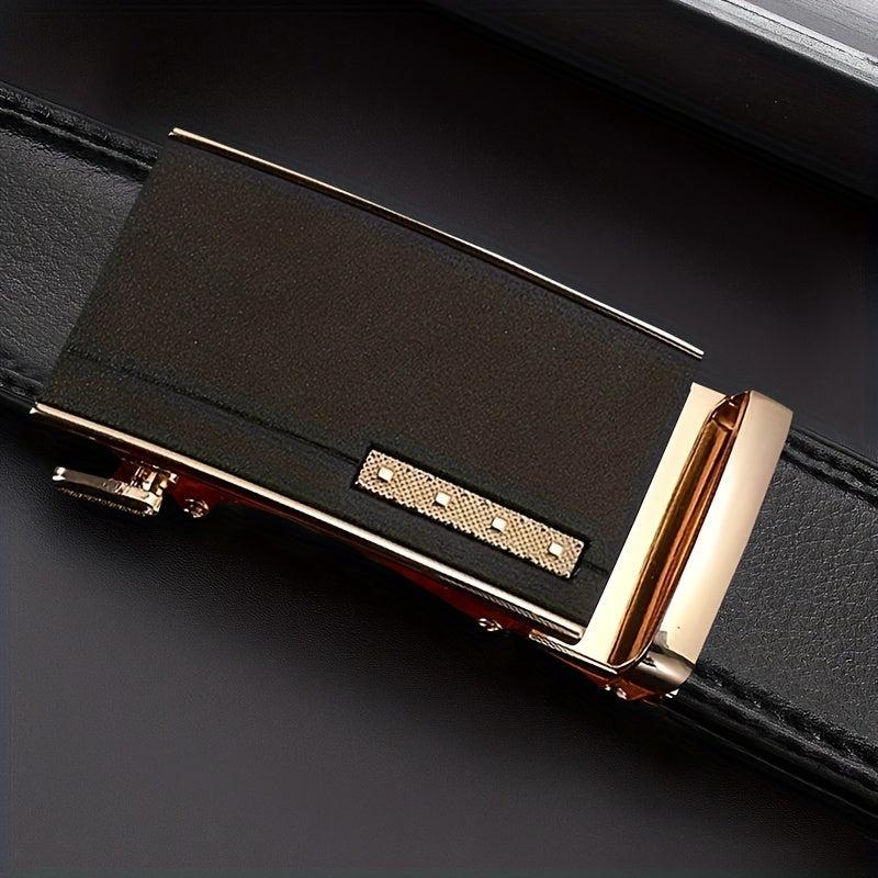 Men's PU Leather Belt Automatic Buckle Pants Belts for Business Daily