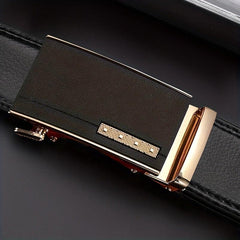 Men's PU Leather Belt Automatic Buckle Pants Belts for Business Daily