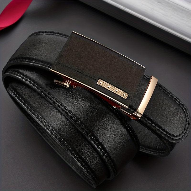 Men's PU Leather Belt Automatic Buckle Pants Belts for Business Daily
