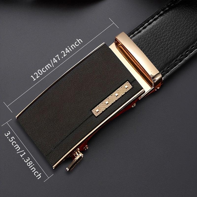 Men's PU Leather Belt Automatic Buckle Pants Belts for Business Daily