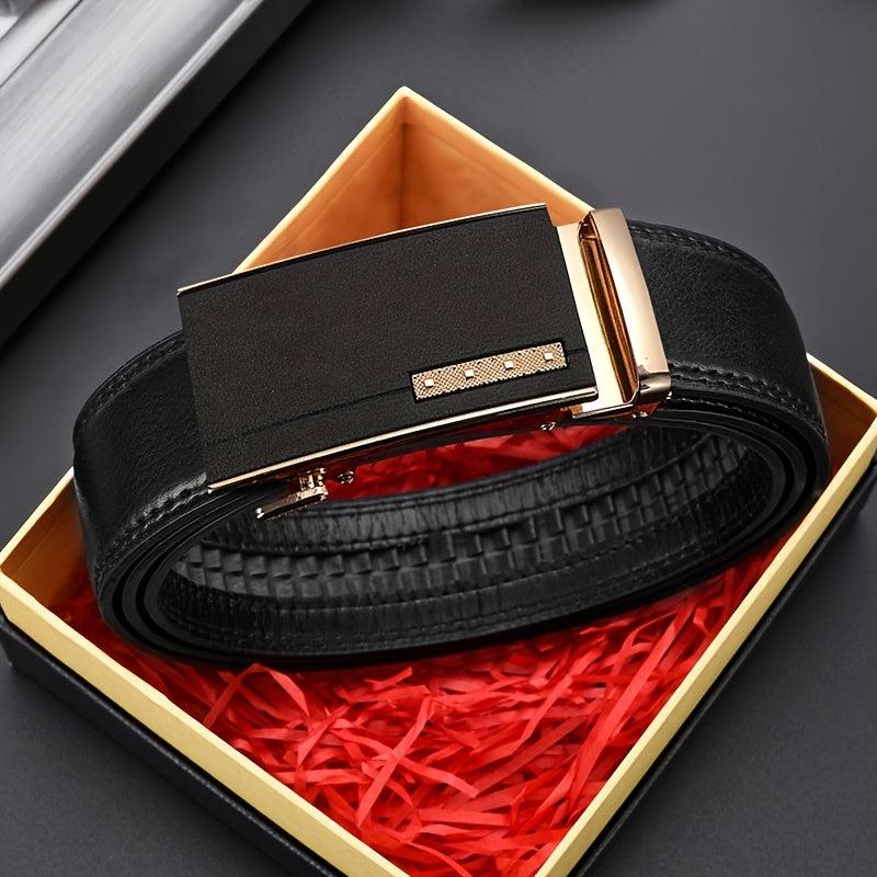Men's PU Leather Belt Automatic Buckle Pants Belts for Business Daily