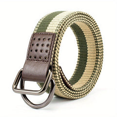 Double Loop Buckle Belt For Men Casual Canvas Belt Braid Pants