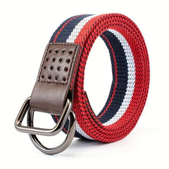 Double Loop Buckle Belt For Men Casual Canvas Belt Braid Pants