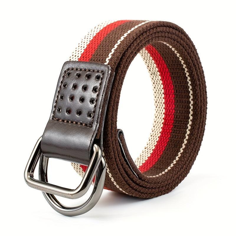 Double Loop Buckle Belt For Men Casual Canvas Belt Braid Pants
