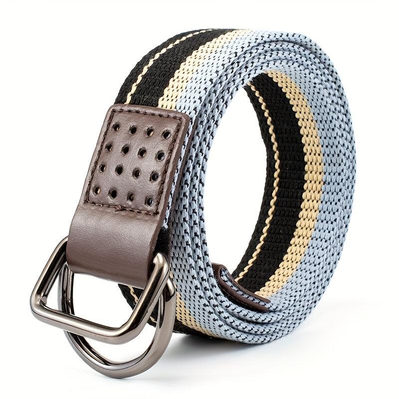 Double Loop Buckle Belt For Men Casual Canvas Belt Braid Pants