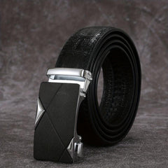 Men's Crocodile Pattern Automatic Buckle PU Leather Belt