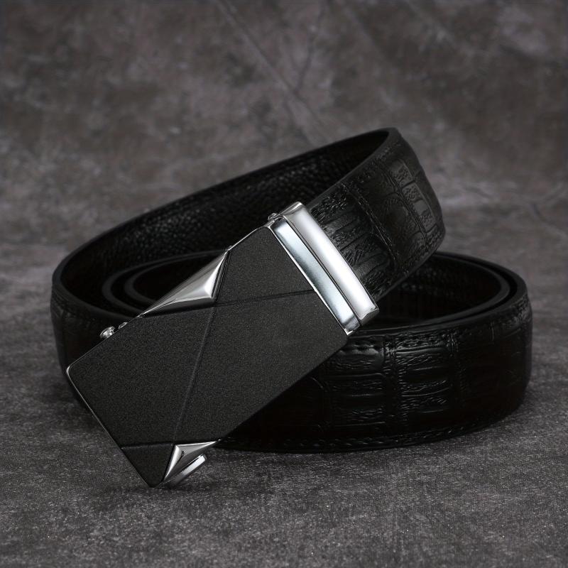 Men's Crocodile Pattern Automatic Buckle PU Leather Belt