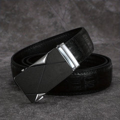 Men's Crocodile Pattern Automatic Buckle PU Leather Belt