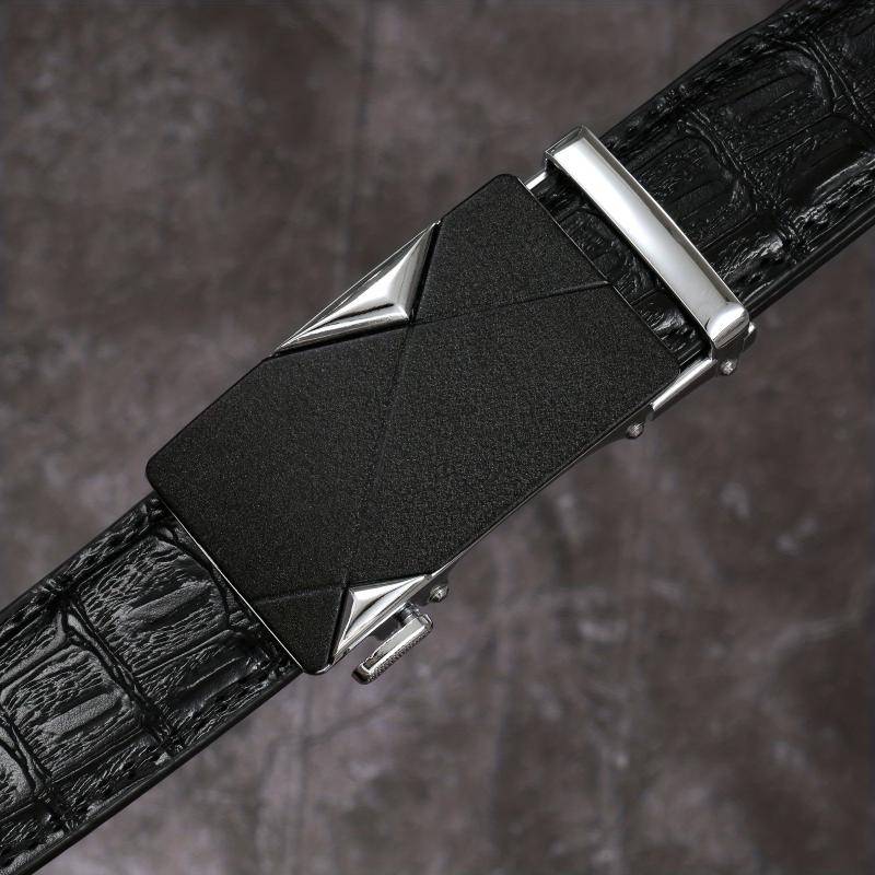 Men's Crocodile Pattern Automatic Buckle PU Leather Belt