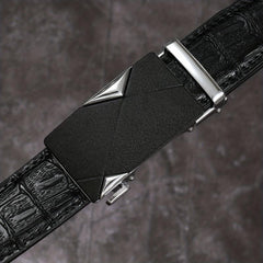 Men's Crocodile Pattern Automatic Buckle PU Leather Belt