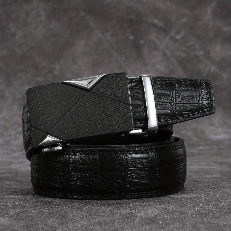 Men's Crocodile Pattern Automatic Buckle PU Leather Belt