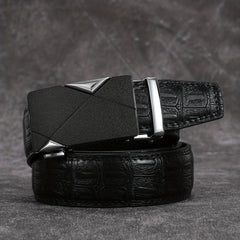 Men's Crocodile Pattern Automatic Buckle PU Leather Belt