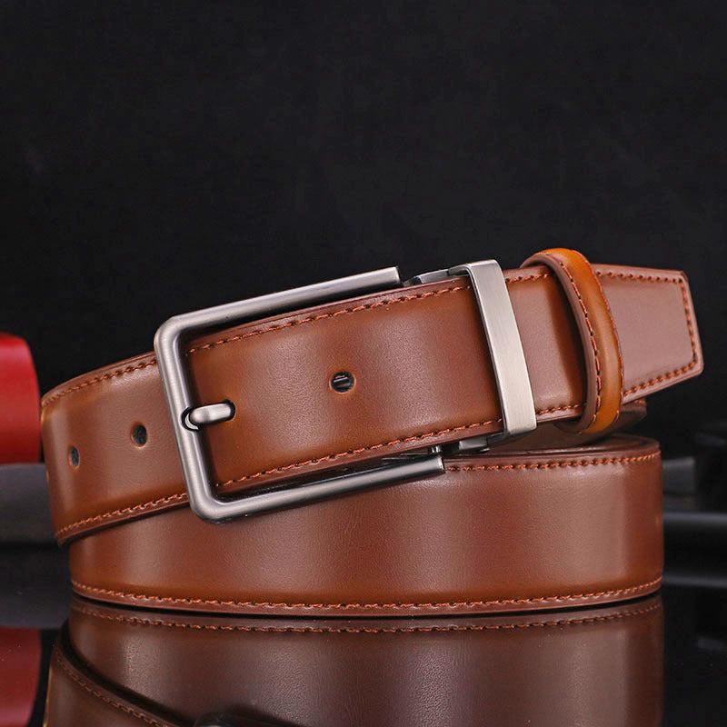 Men's Business Leather Belt Pin Buckle