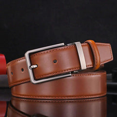 Men's Business Leather Belt Pin Buckle