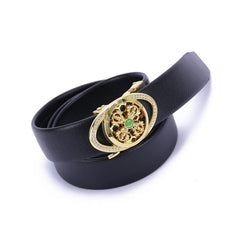Men's Large Size Leather Belt with Automatic Buckle for Jeans