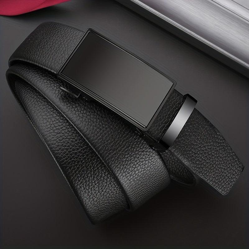 Men's PU Leather Belt Automatic Buckle Business Dress Accessory