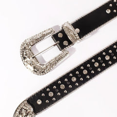 Men's Rhinestone Belt Cross Western Cowboy Cowgirl Jewelry Leather Belt