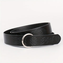Medieval Knight Cosplay Belt Embossed PU Leather O Ring Viking Renaissance