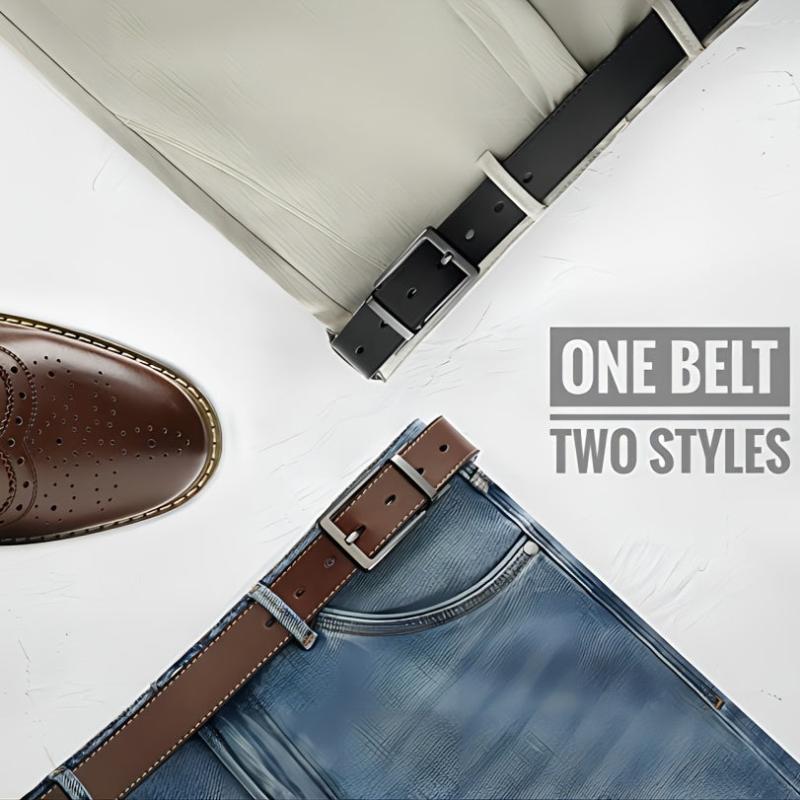 Men's Leather Dress Belt with Single Fork Buckle